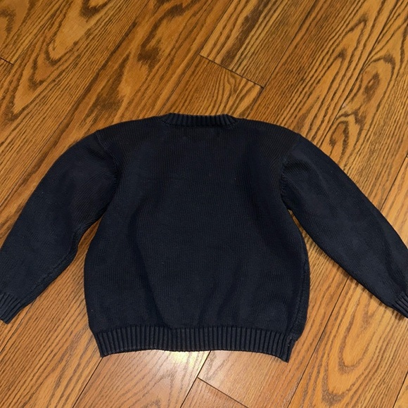 Girl’s Navy Crewneck Knit Pink Bow Sweater Top 4 - Picture 5 of 5